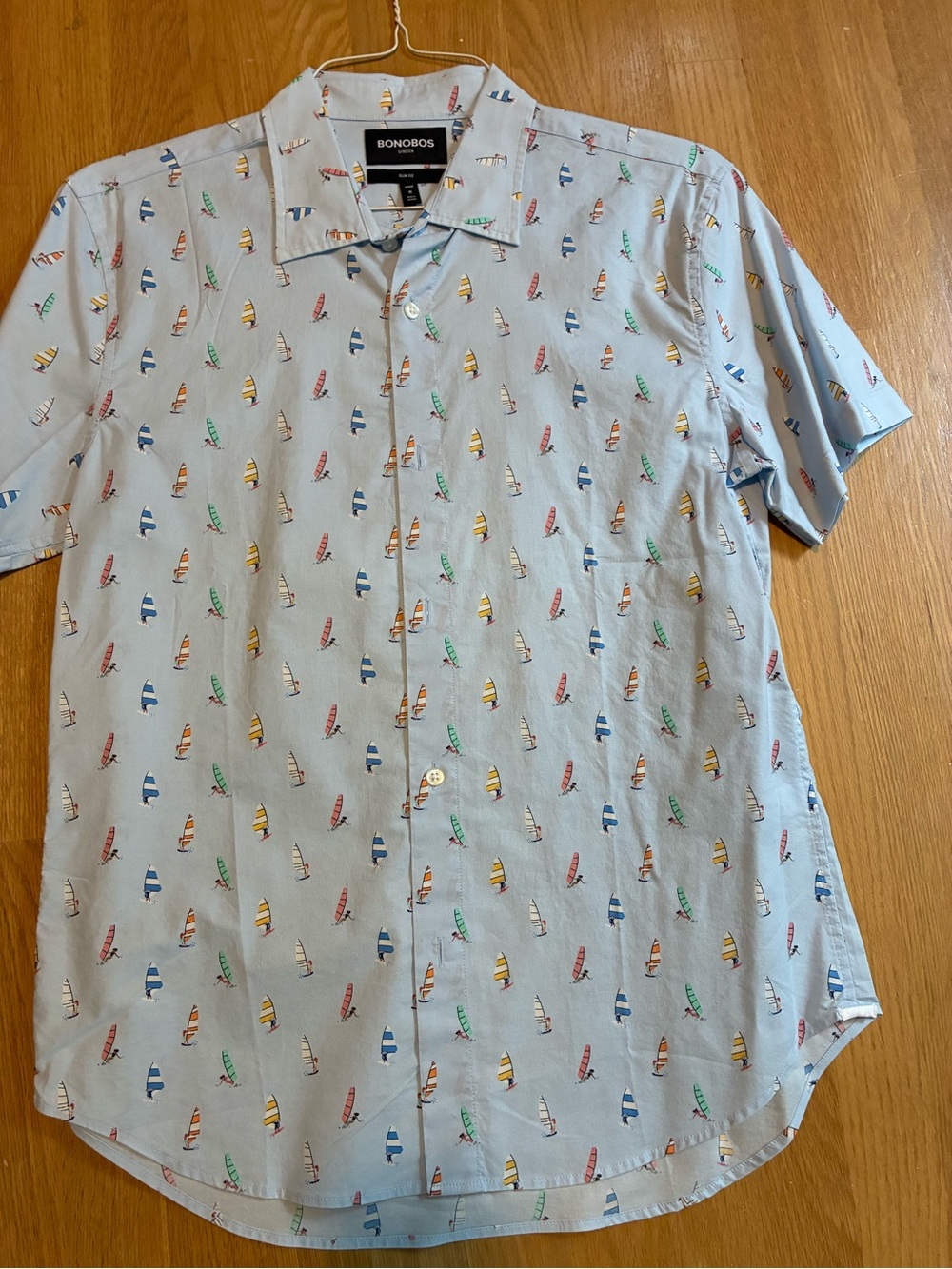 Bonobos Men's Light Blue Short-Sleeve Windsurfing Print Shirt